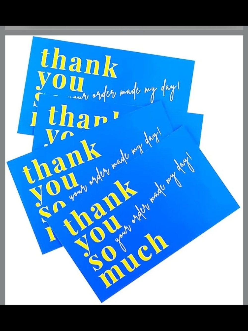Blue Thank You Cards with Yellow Text - Pack of Appreciation Cards
